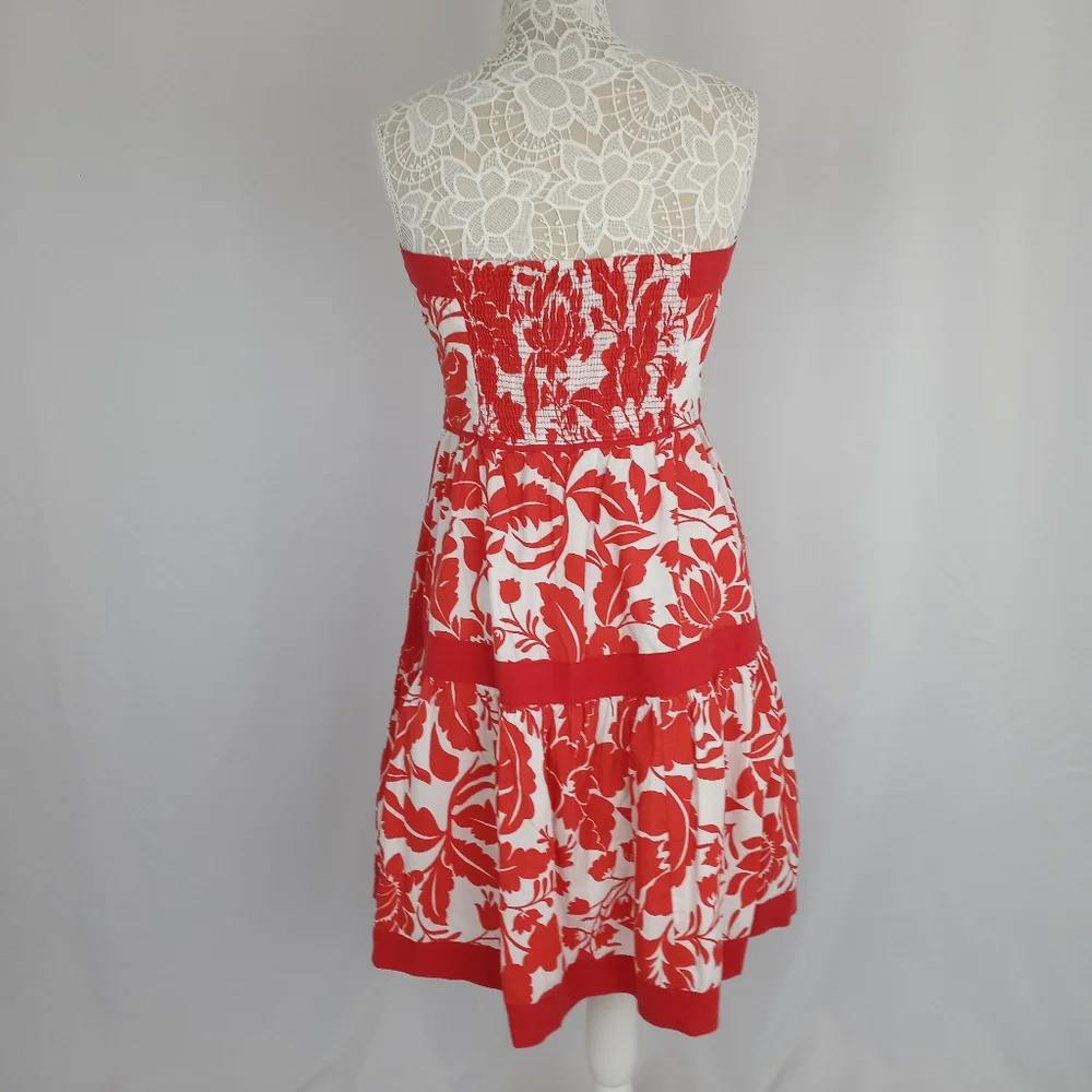 Zara Strapless Red and White Floral Sundress - Picture 7 of 9